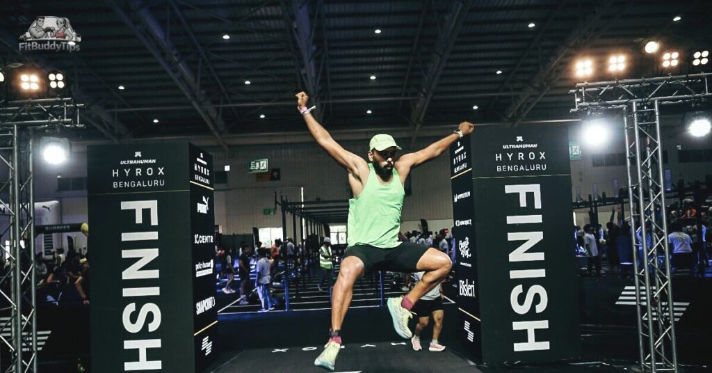 Mr. Soubhagya Kumar Rath, jumping with joy after finishing the HYROX, Bengaluru on 12th Apr 2026.